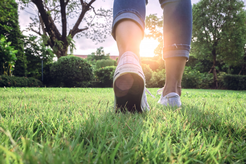 walking on grass