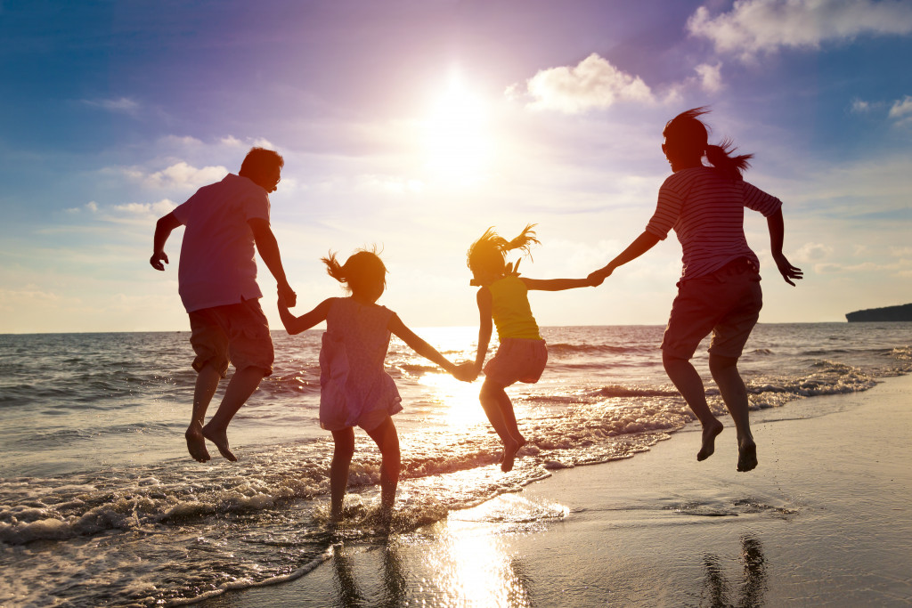 family at the beach