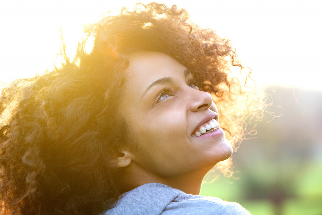 Carefree woman outdoors