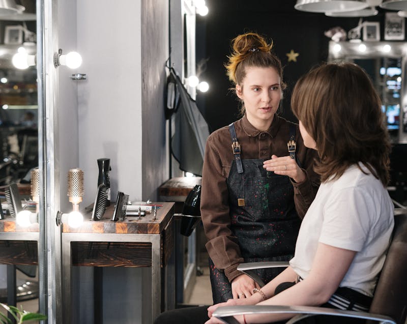 consulting a hair stylist